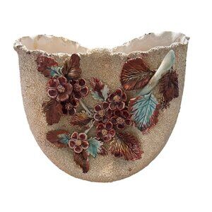 Vintage Ceramic Double Pocket Mojalica style Planter With Floral Design